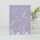 White Rabbit Dusty Blue Boy Baby shower Kaart (Staand voorkant)