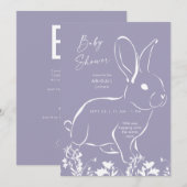 White Rabbit Dusty Blue Boy Baby shower Kaart (Voorkant / Achterkant)