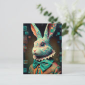 White Rabbit Glitch Briefkaart (Staand voorkant)