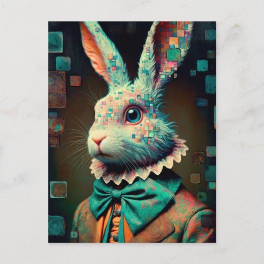 White Rabbit Glitch Briefkaart (Voorkant)