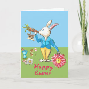 White Rabbit Happy Easter Pink Fabric Font Kaart