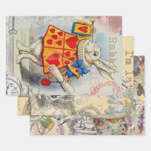 White Rabbit Hearts Alice Classic Inpakpapier Vel (Set)