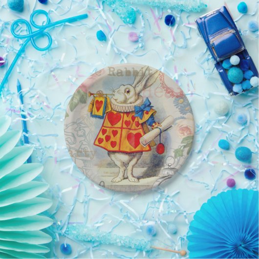 White Rabbit Hearts Alice Classic Papieren Bordje (Feest)