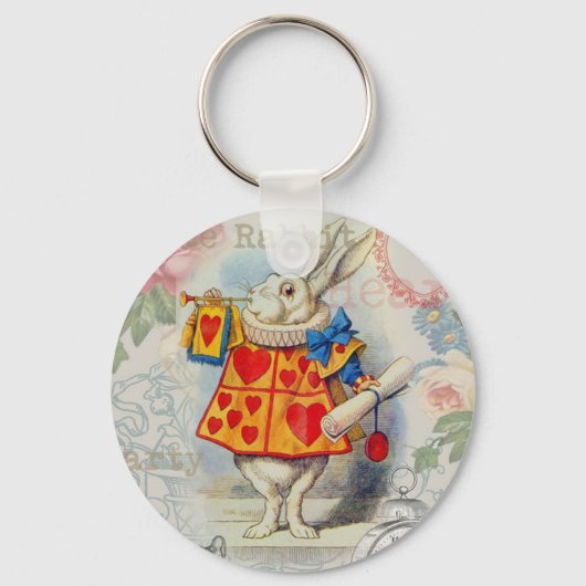 White Rabbit Hearts Alice Classic Sleutelhanger (Voorkant)