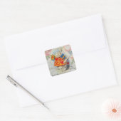 White Rabbit Hearts Alice Classic Vierkante Sticker (Envelop)