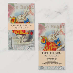 White Rabbit Hearts Alice Classic Visitekaartje