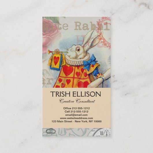 White Rabbit Hearts Alice Classic Visitekaartje (Achterkant)