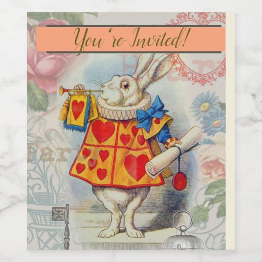 White Rabbit Hearts Alice Classic Wijn Etiket (Enkel label)
