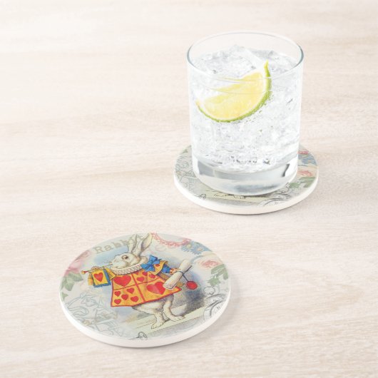 White Rabbit Hearts Alice Classic Zandsteen Onderzetter (Zijkant)