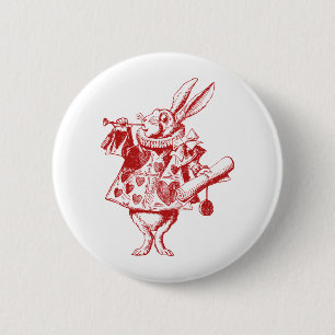 White Rabbit Herald Inked Red Ronde Button 5,7 Cm