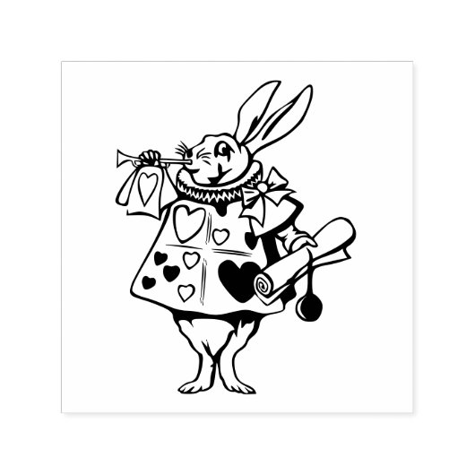 White Rabbit Herald Trompettist Alice in Wonderlan Zelfinktende Stempel (Design)