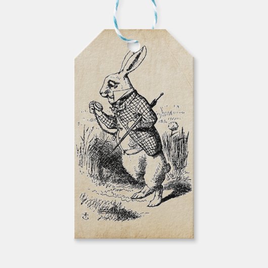 White Rabbit Illustration Cadeaulabel (Voorkant)