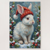 White Rabbit in Quiet Winter Berries Hat Legpuzzel (Verticaal)
