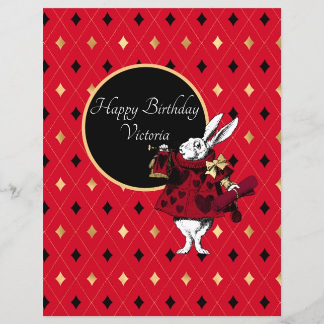 White Rabbit in Red Birthday Scrapbook Paper (Voorkant)