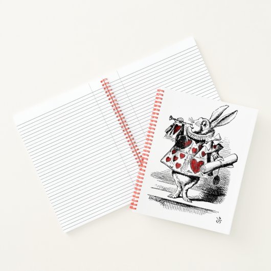 White Rabbit met Red Hearts Alice in Wonderland Notitieboek (Binnen)