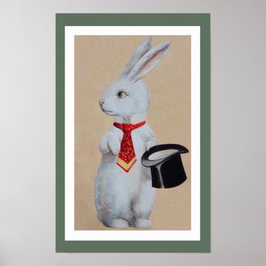 White Rabbit met Tophat Poster (Voorkant)
