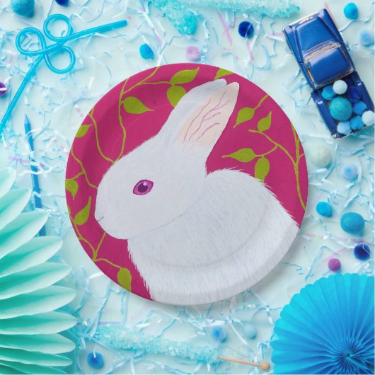 white rabbit papieren bordje (Feest)