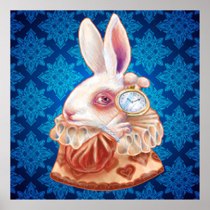 White Rabbit Pop Surrealisme Illustration Poster