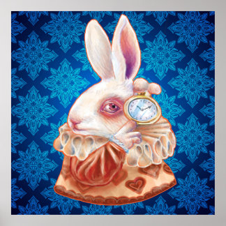 White Rabbit Pop Surrealisme Illustration Poster