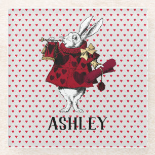 White Rabbit Queens Garb Persoonlijk Glazen Onderzetter