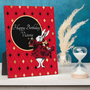 White Rabbit (Red Birthday Tabletop) Fotoplaat