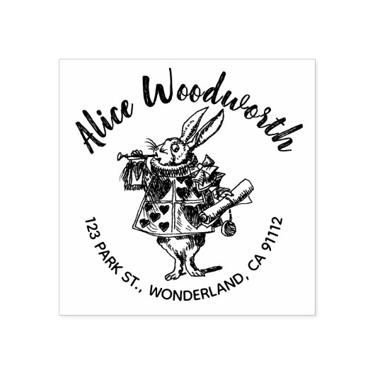 White Rabbit rubber adres stempel (Afrduk)