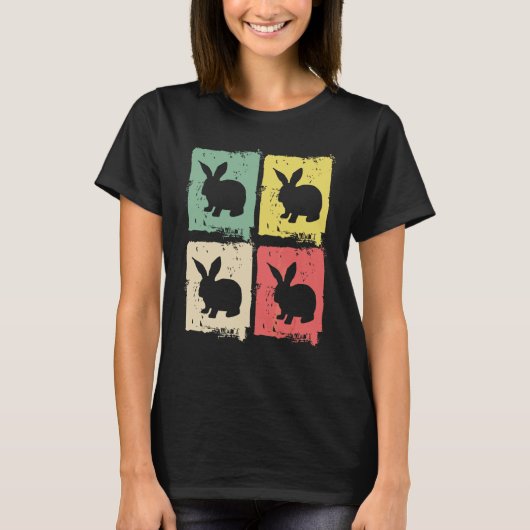 White Rabbit Silhouette Colors Retro T-shirt (Voorkant)