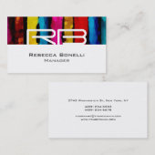 White Rainbow Color Monogram Manager Visitekaartje (Voorkant / Achterkant)