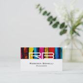 White Rainbow Color Monogram Manager Visitekaartje (Staand voorkant)