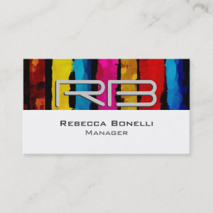White Rainbow Gray Monogram Manager Visitekaartje