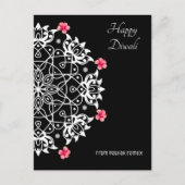 White Rangoli with hibiscus Briefkaart (Voorkant)