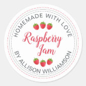 White Raspberry Homemade With Love Jam Ronde Sticker (Voorkant)