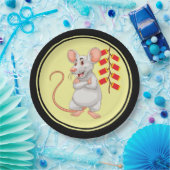 White Rat & Chinese Firecrackers Papieren Bordje (Feest)