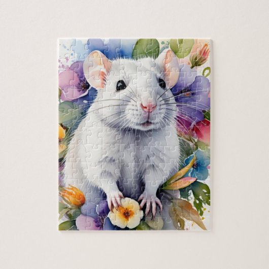 White Rat Mouse Family Pet Portrait Legpuzzel (Verticaal)