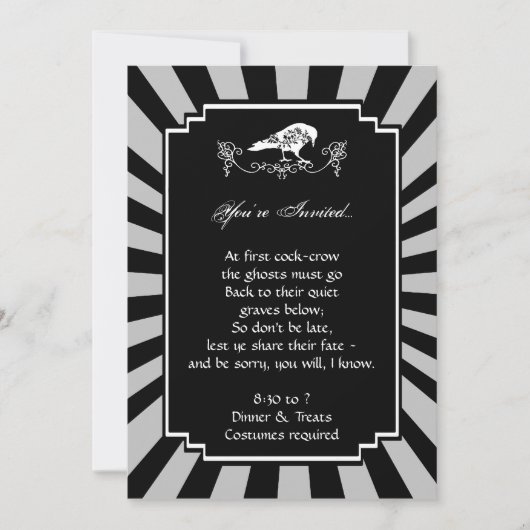 White Raven Halloween Party Invitation Kaart (Voorkant)