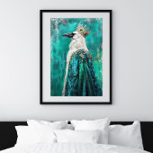 White Raven in Blauwgroen Royal Cloak Decoupage Tissuepapier