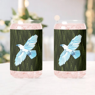 White Raven on Fractal Conifers Blikvorm Glas