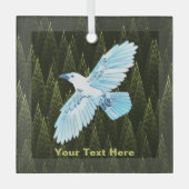White Raven on Fractal Conifers Glas Ornament (Voorkant)