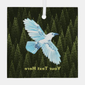 White Raven on Fractal Conifers Glas Ornament (Achterkant)