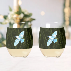 White Raven on Fractal Conifers Wijnglas Zonder Voet