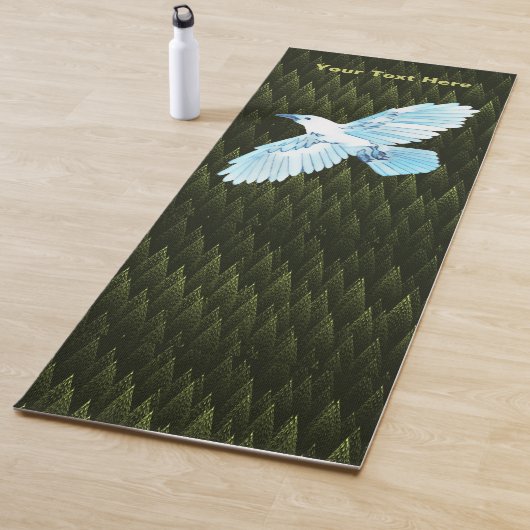 White Raven on Fractal Conifers Yogamat (In situ)