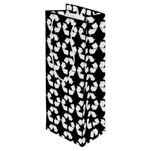 White Recycling Symbool Wijn Cadeautas (Achterkant Gekanteld)