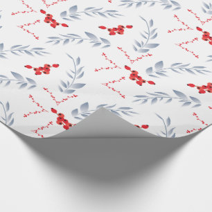 White Red Berries kerstcadeaupapier voor kerstcade Cadeaupapier