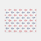 White Red Blue Nautical Anchor Pattern Fleece Deken (Voorkant (Horizontaal))