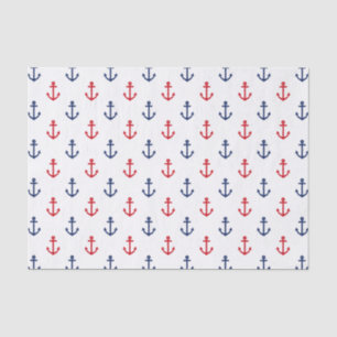 White Red Blue Nautical Anchor Pattern Tissuepapier