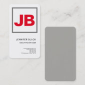 White Red Bold Monogram Minimalist Modern Plain Visitekaartje (Voorkant / Achterkant)