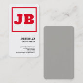 White Red Bold Monogram Minimalist Modern Plain Visitekaartje (Voorkant / Achterkant)