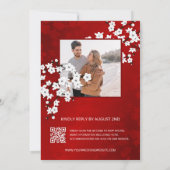 White Red Cherry Blossom | Weddenschap Kaart (Achterkant)