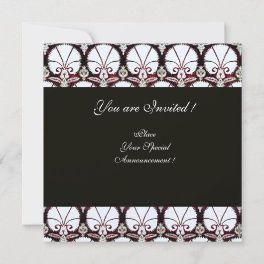 WHITE RED DAMASK CARNATIONS MONOGRAM champagne Kaart (Achterkant)