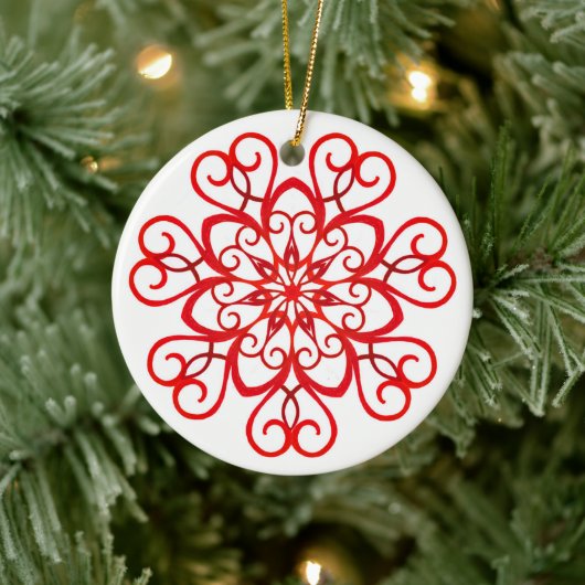 White Red  decoratief traditioneel kerstfeest Keramisch Ornament (Boom)